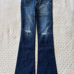 Abercrombie & Fitch Dark Blue Distressed Wide Leg Jeans
